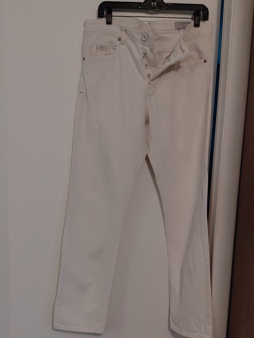 Jack & Jones Slim Cream Jeans Tan Stitching 33X32 Men's Button Fly
